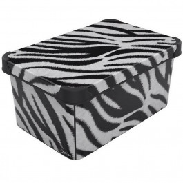   Qutu Коробка  Style Box Zebra, з кришкою, 10 л, 16х23х34.5 см, чорно-біла (STYLE BOX з/кр. ZEBRA 10л.) (8