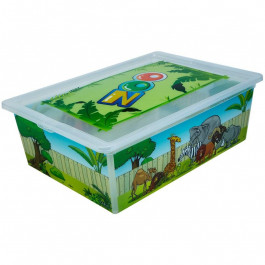   Qutu Коробка  Light Box Zoo, з кришкою, 25 л, 17.5x37х52.5 см, різнокольорова (LIGHT BOX с/к ZOO 25л.) (8