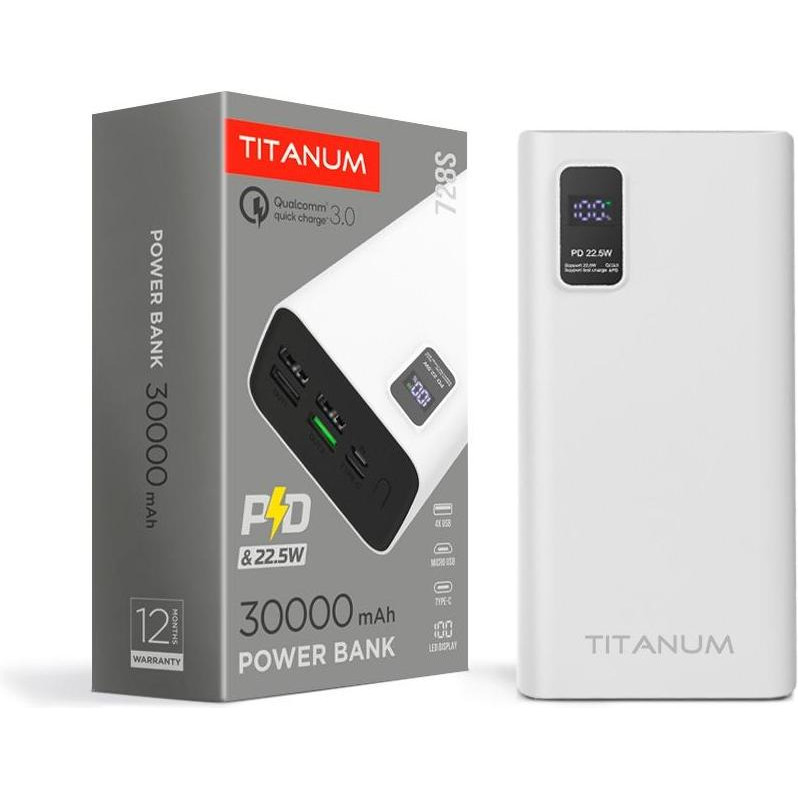 TITANUM 728S 30000mAh 22.5W White (TPB-728S-W) - зображення 1