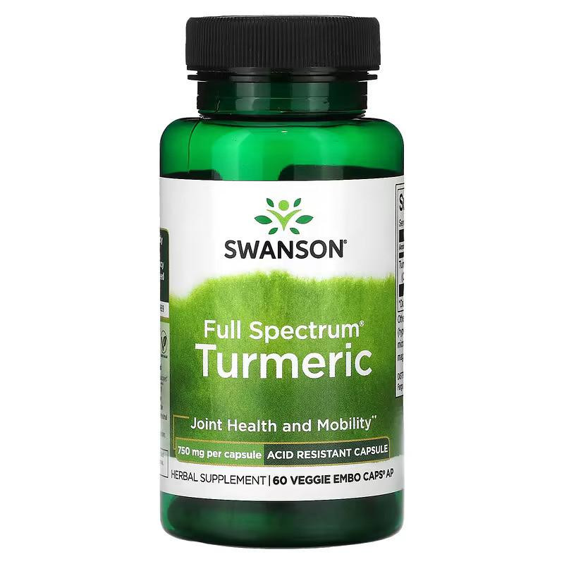 Swanson Turmeric 750 mg 60 Veggie Embo Caps AP - зображення 1