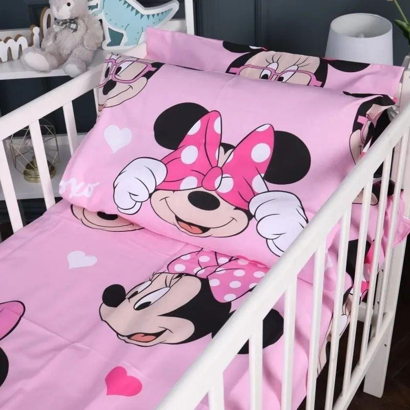 MirSon Простирадло на гумці в ліжечко дитяче  17-0666 Pink Minnie бязь 70x130+10 см (2200010095524) - зображення 1