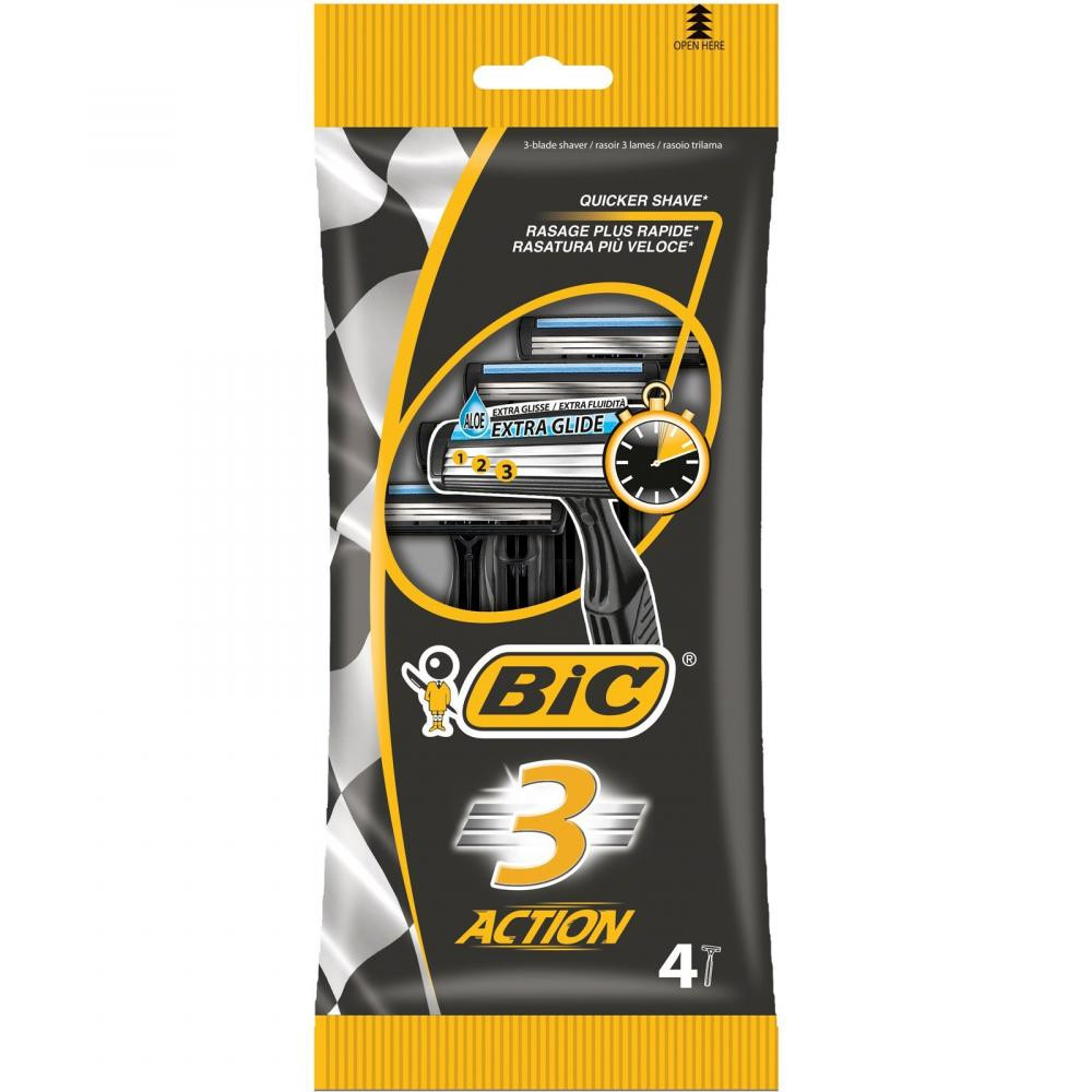 BIC Action 3 Станки для бритья 4 шт. (3086123356566) - зображення 1