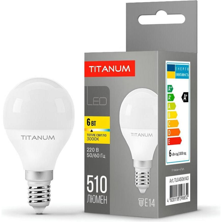 TITANUM LED G45 6W E14 3000K (TLG4506143) - зображення 1