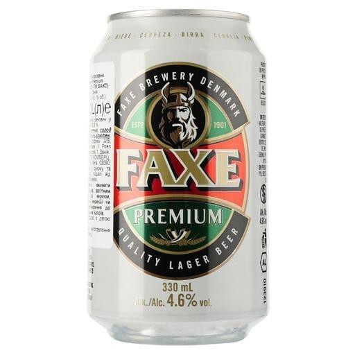 Faxe Пиво  Premium, світле, фільтроване, з/б, 5%, 0,33 л (709242) (5741000100486) - зображення 1