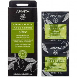   Apivita Скраб для лица  Express Beauty с оливой Глубокое отшелушивание 2 шт х 8 мл (5201279072148)