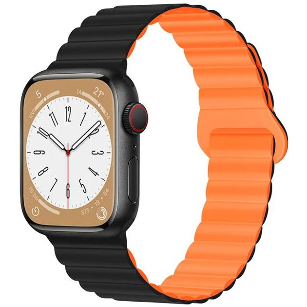 Drobak Ремінець  Silicone Magnetic Link для Apple Watch Series 10 GPS 42mm Black Orange (898955) - зображення 1