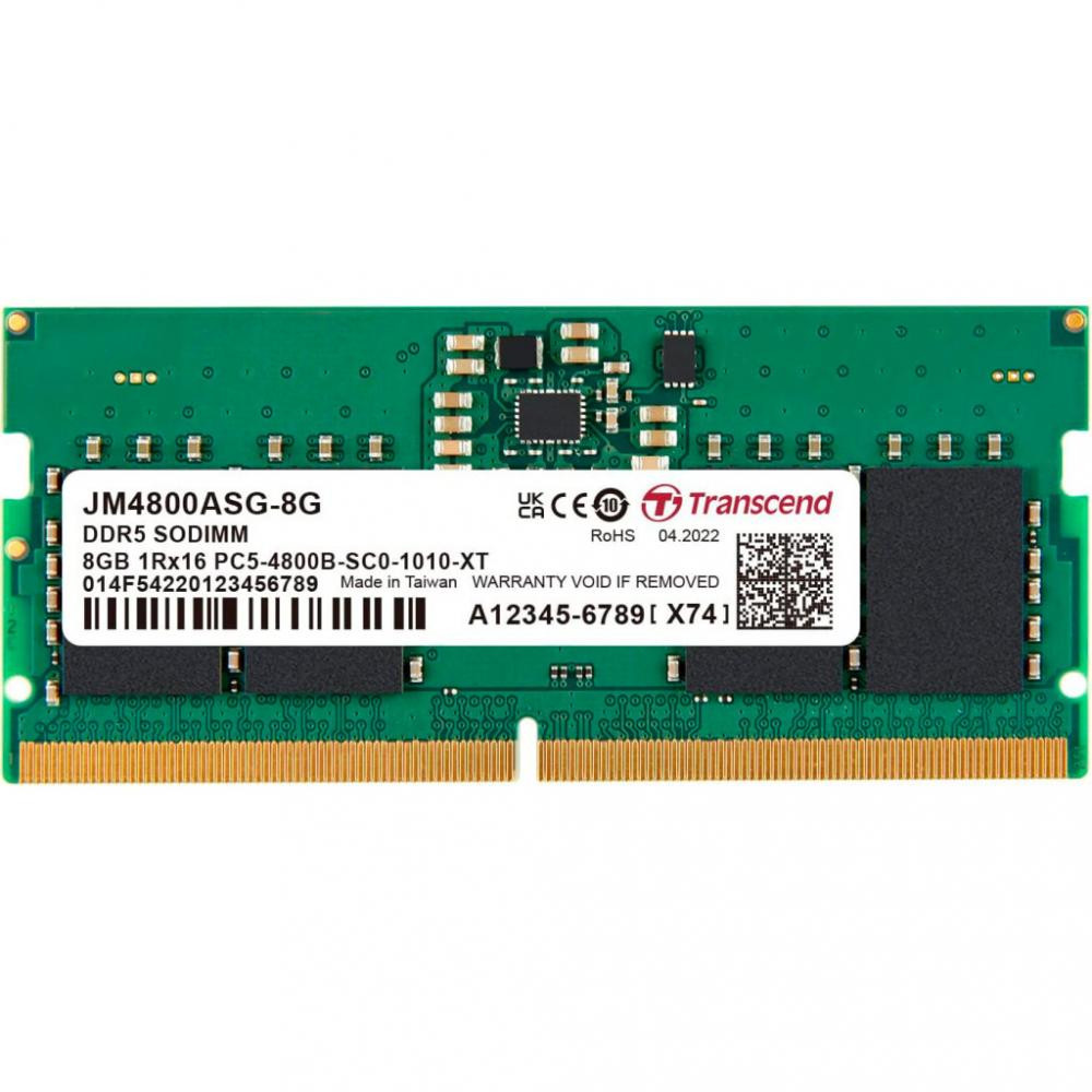 Transcend 8 GB SO-DIMM DDR5 4800 MHz JetRam (JM4800ASG-8G) - зображення 1