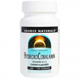   Source Naturals Витамин B12, 1 мг, Гидроксокобаламин, вкус вишни, Hydroxocobalamin, Source Naturals, 120 таблеток