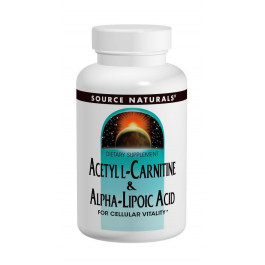   Source Naturals Ацетил-Л-карнітин та Альфа-ліпоєва кислота 650мг, , 60 таблеток