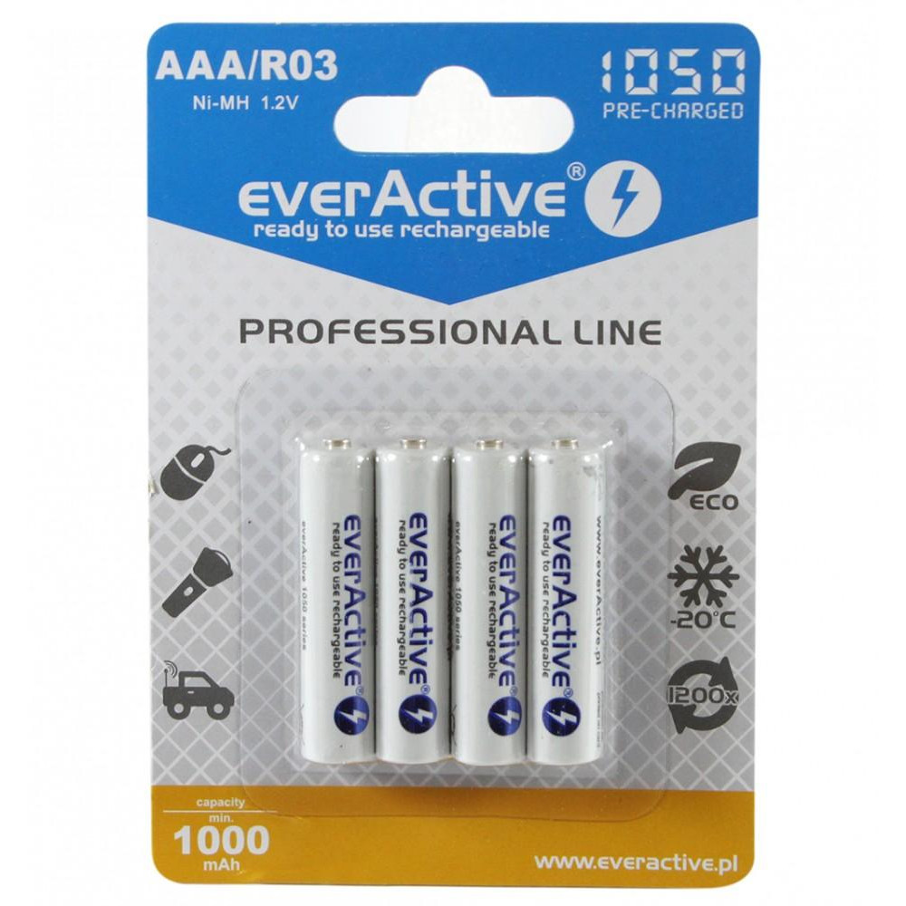 everActive AAA 1050mAh NiMh 4шт Professional Line EVHRL03-1050 - зображення 1