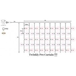   Twinkly Smart LED Pro Curtain RGBW 250 10-по-25, IP65, AWG22 PVC Rubber черный (TW-PLC-CU-CA-10X25SPP-BR)