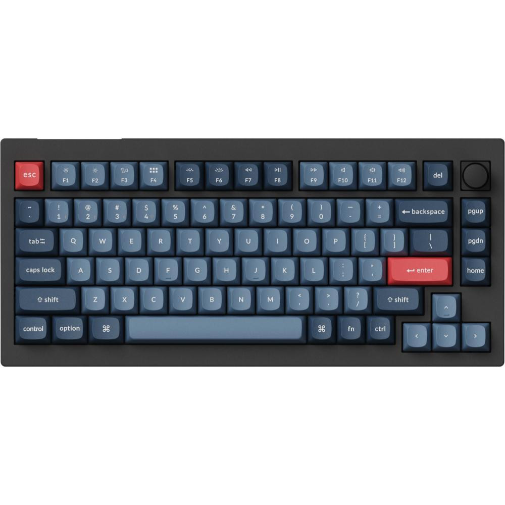 Keychron V1 Max 84 Key RGB Hot-Swap Gateron Jupiter Red Knob Carbon Black (V1MD1_KEYCHRON) - зображення 1