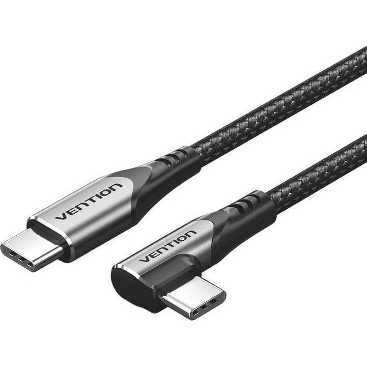 Vention USB2.0 Type-C Right Angle 3A Cable 0.5м Gray (TRAHD) - зображення 1