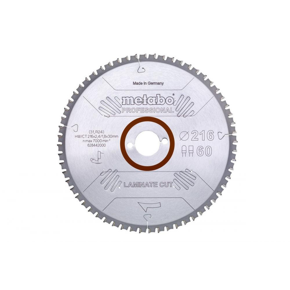 Metabo Диск пильний  Professional laminateCut O216 x 30мм, 60z, FZ/TZ 0° - зображення 1