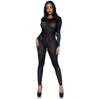 Leg Avenue Комбинезон сексуальный  Sheer Rhinestone, S, со стразами, черный (85636/B) - зображення 1