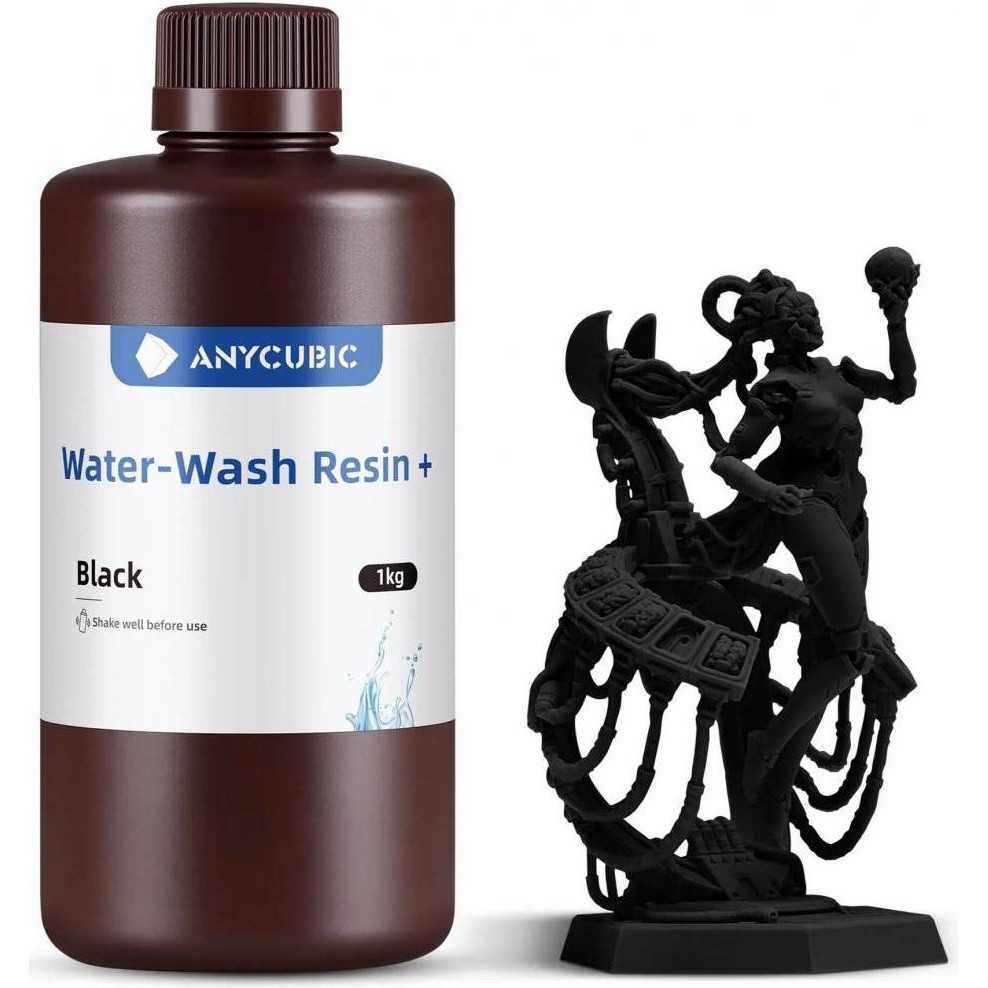 Anycubic Фотополімерна смола  Water-wash Resin Plus, 1кг, чорний (SSXBK-104D) - зображення 1