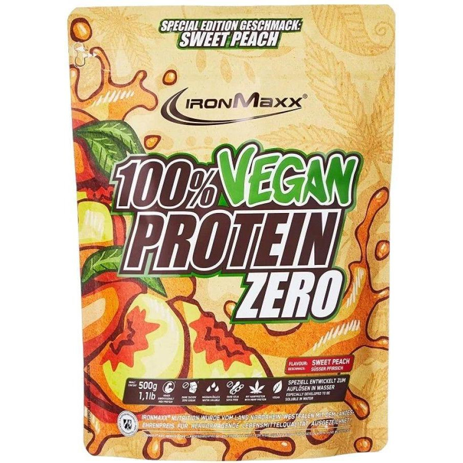 IronMaxx 100% Vegan Protein Zero 500 g /16 servings/ Sweet Peach - зображення 1