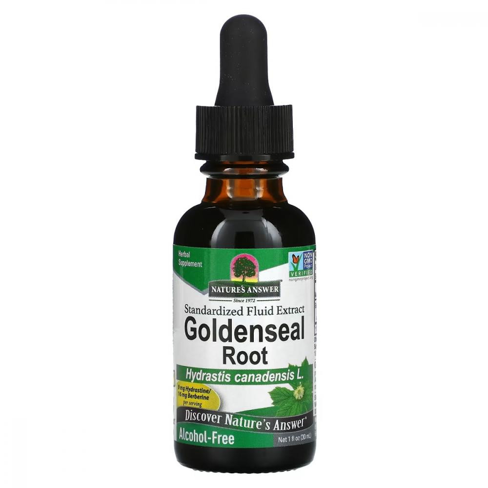 Natures Answer Екстракт жовтокореня без спирту, Goldenseal Root, , 30 мл - зображення 1