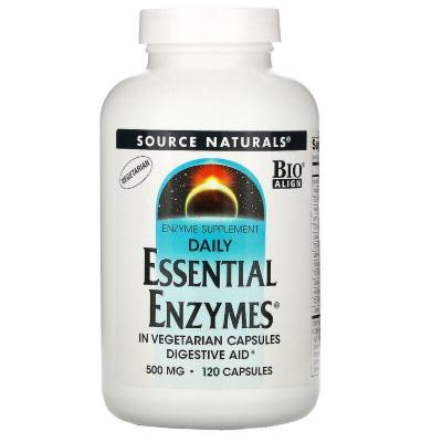 Source Naturals Ефірні Ензими, 500 мг, Daily Essential Enzymes, 120 вегетаріанських до (SN1302) - зображення 1