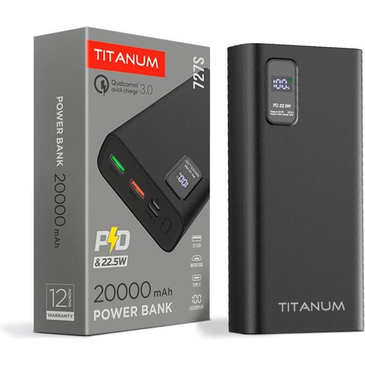 TITANUM 727S 20000mAh 22.5W Black (TPB-727S-B) - зображення 1