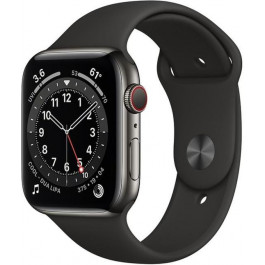   Apple Watch Series 6 GPS + Cellular 40mm Graphite Stainless Steel Case w. Black Sport B. (M02Y3)