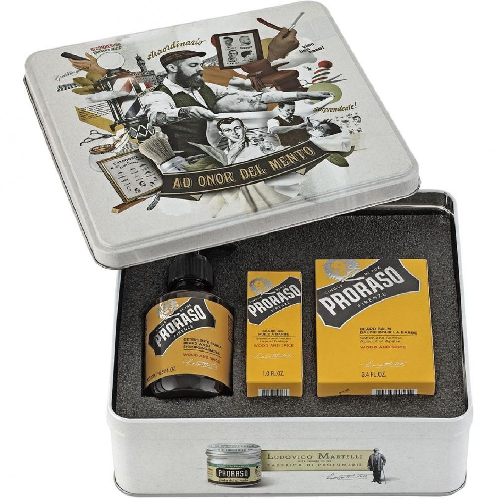 Proraso Набор Для Бороды  Metal Box Beard Care Wood & Spice Gift Set (8004395006908) - зображення 1