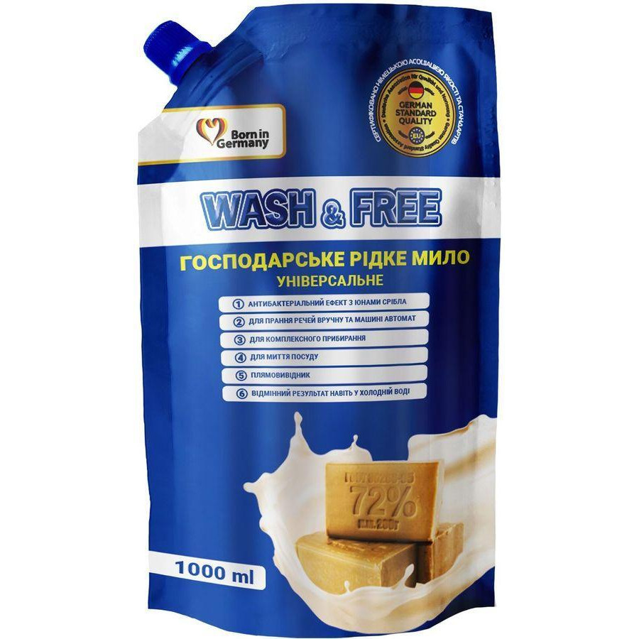 Wash&Free Рідке мило  господарське 1 л 1 шт./уп. (4260637723741) - зображення 1