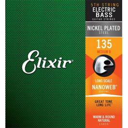   Elixir 15435 Nanoweb Coated Nickel Plated Steel 5th Single Bass String 135 Medium B