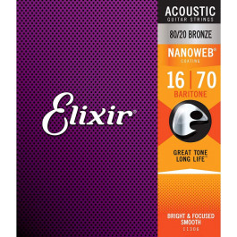   Elixir 11306 Nanoweb 80/20 Bronze Acoustic Baritone 16/70