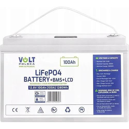 Volt Polska LiFePO4 12,8V 100Ah BMS LCD (6AKLI10L12) - зображення 1