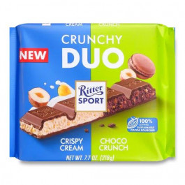   Ritter Sport Шоколад молочний  Duo з горіховим кремом, 218 г (4000417663016)