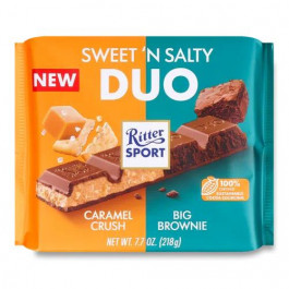   Ritter Sport Шоколад молочний  Duo з солодко-солоною начинкою, 218 г (4000417663313)