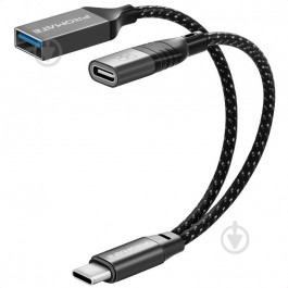   Promate OTG Link-C USB Type-C to USB Type-A / USB Type-C 0.16m Black (otglink-c.black)