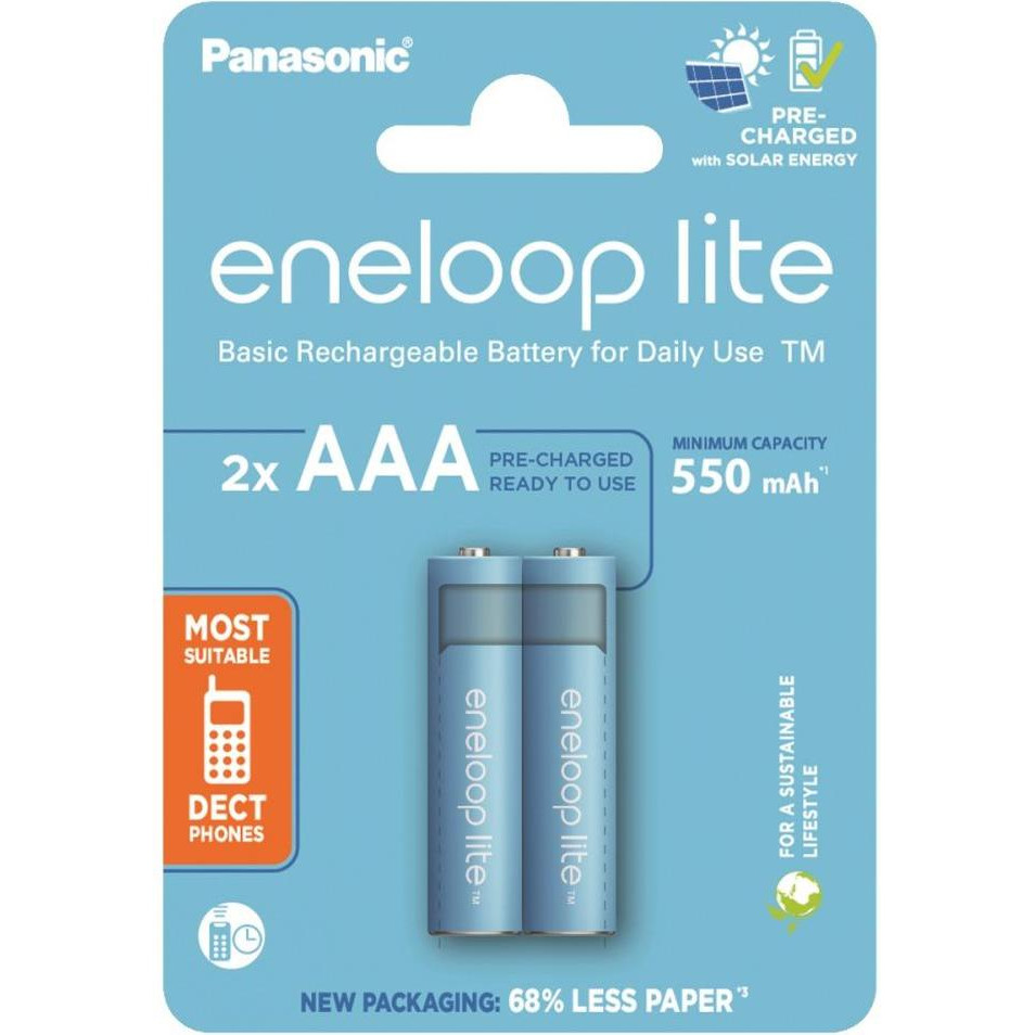 Panasonic AAA 550mAh NiMh 2шт Eneloop Lite (BK-4LCCE/2BE) - зображення 1