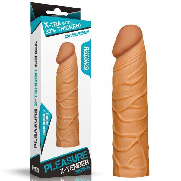 LoveToy Pleasure X-Tender Penis Sleeve Brown Add 1", Brown - зображення 1