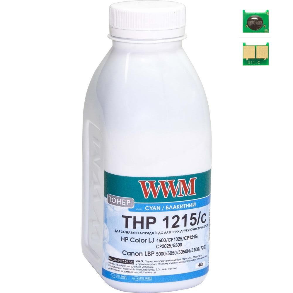 WWM Тонер + чип HP CLJ CP1215/CP1515/CM1312 40г Cyan (TC1215C) - зображення 1