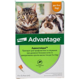   Bayer Advantage 40 для кошек до 4 кг 4 пипетки (4007221046387)