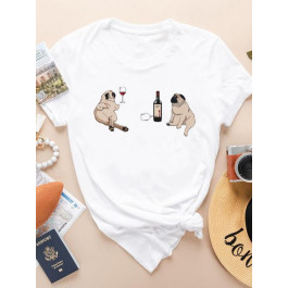   Love&Live Футболка жіноча  Pugs and wine LLP03937 L Біла (LL2000000475233)