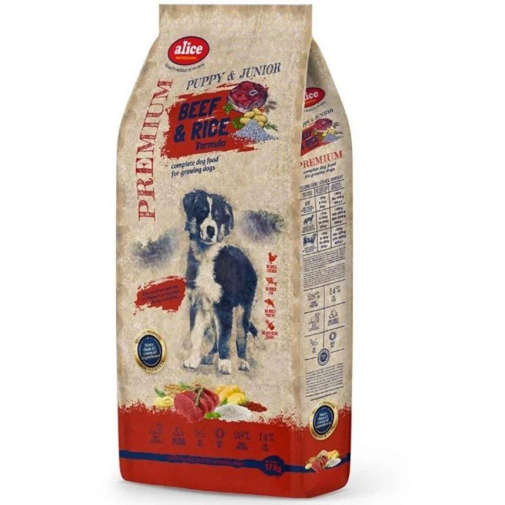 Alice Professional Premium Puppy & Junior Beef & Rice 17 кг (5997328300866) - зображення 1