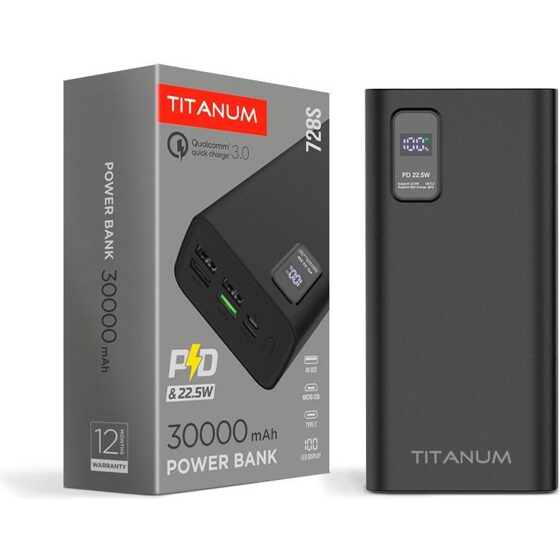 TITANUM 728S 30000mAh 22.5W Black (TPB-728S-B) - зображення 1