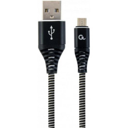   Cablexpert Premium Cotton Braided Micro-USB Black/White 1m (CC-USB2B-AMMBM-1M-BW)