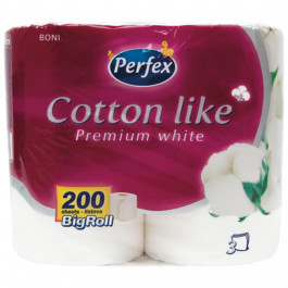   Perfex Туалетний папір  Cotton Like Premium White 3 шари 4 рулони (8606102287329)