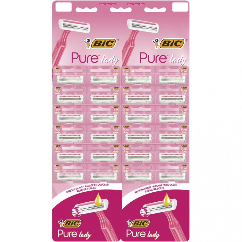 BIC Бритва  Pure 3 Lady Pink 24 шт. (3086123395145) - зображення 1