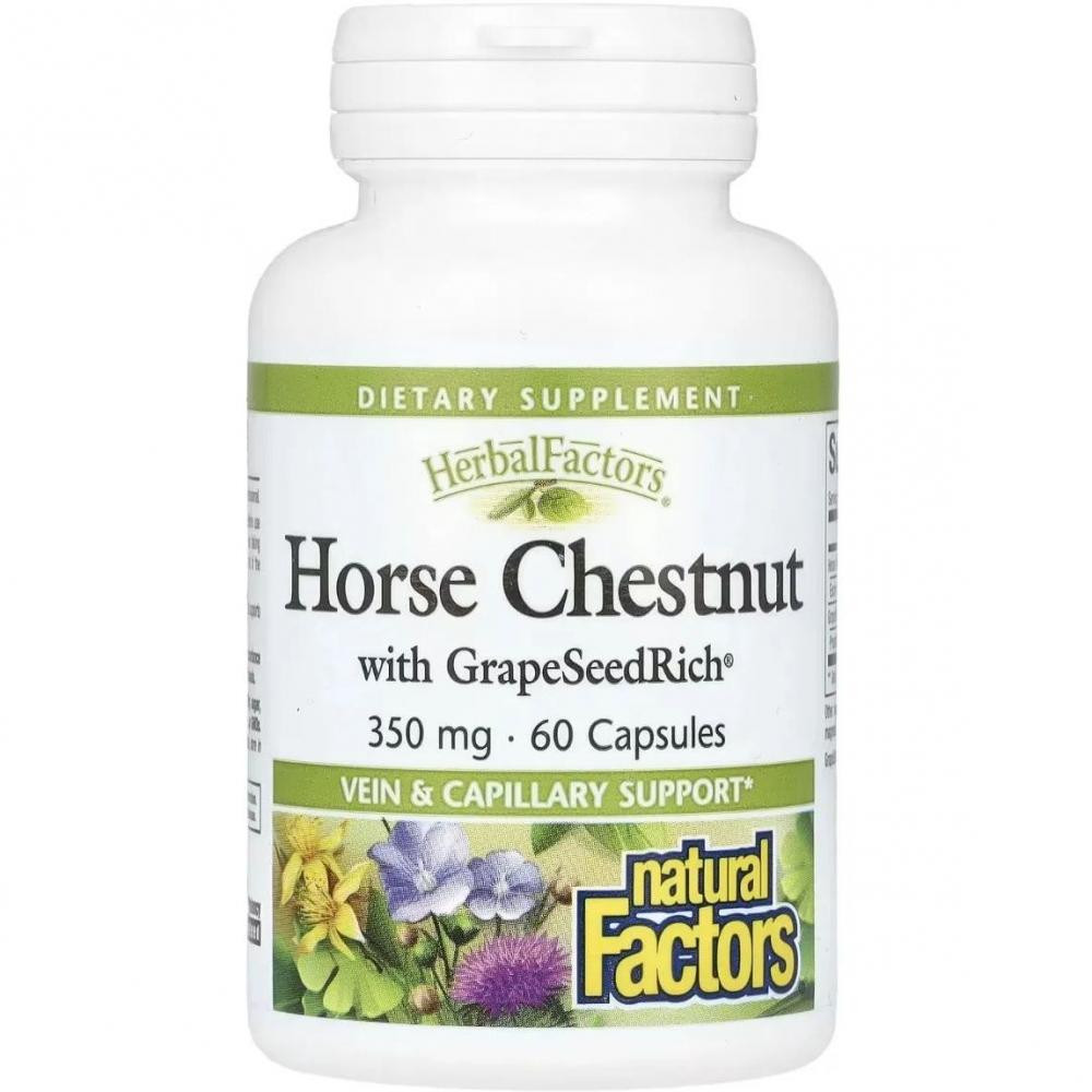 Natural Factors HerbalFactors Horse Chestnut with GrapeSeedRich 350 мг 60 капсул - зображення 1