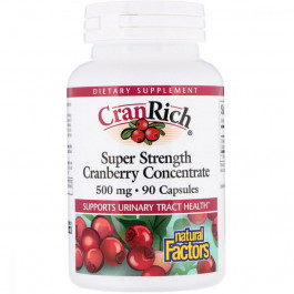   Natural Factors Cran Rich, Super Strength, Cranberry Concentrate, 500 mg, 90 Capsules (NFS04512)