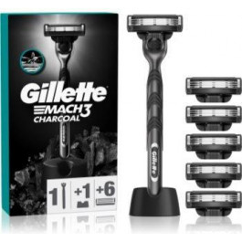   Gillette Mach3 Charcoal бритва з підставкою + запасні леза 6 кс