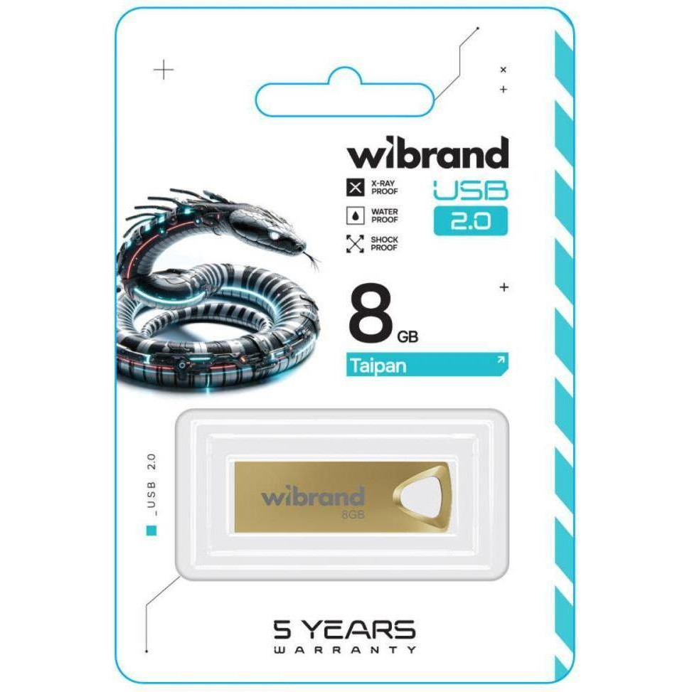 Wibrand 8 GB Taipan Gold USB 2.0 (WI2.0/TA8U2G) - зображення 1