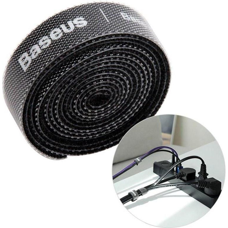 Baseus COLOURFUL CIRCLE VELCRO STRAP 1m Black (ACMGT-E01) - зображення 1