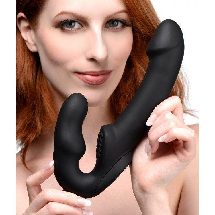 Strap U Страпон подвійний Evoke Vibrating Strapless Strap-On - Чорний (29782 /AF624-BLACK) - зображення 1