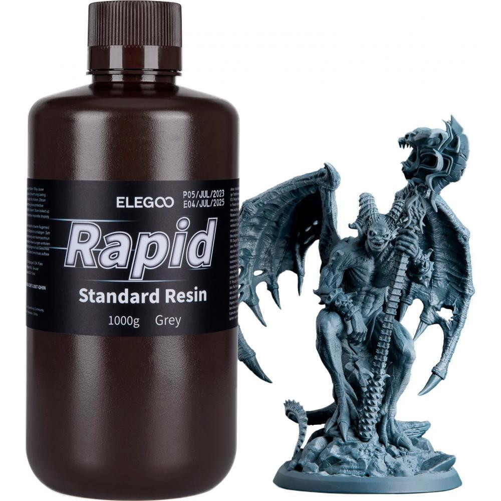 ELEGOO Rapid Standard Resin, 1кг, Gray (50.103.0129) - зображення 1